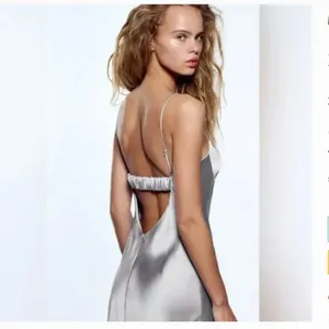 NEW Zara Silver Satin Effect Cut-Out Back Maxi Midi Dress Women's Size XL Luxury thumbnail 4