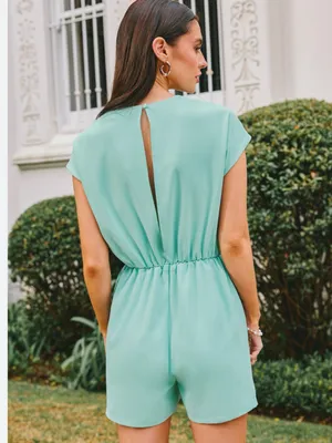 04C.- Light Blue Short Sleeve Straight Leg Romper. thumbnail 4