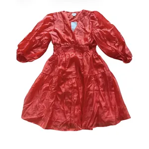 A‎ New Day NWT Balloon Long Sleeve Shirring Mini A-line Dress Orange-Red XS thumbnail 2