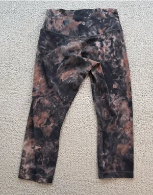 Lululemon Wunder Under Crop Leggings Women’s 6 S Brown Black Tie Dye 28 Waist thumbnail 1