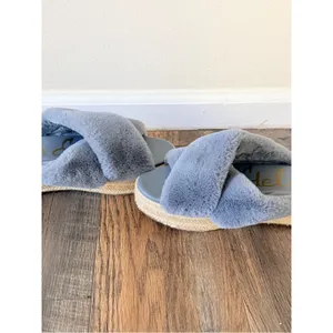 8.5 Sam edelman Zia Faux Fur espadrille wedge sandals mules coastal bohemian thumbnail 8