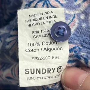 Sundry SZ 3 Large 12 Wild Floral Henley Purple Blouse Boho Top Women Long Sleeve thumbnail 4