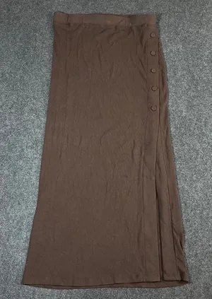 Mable Brown Ribbed Knit Maxi Skirt Side Button Slit Small Whimsigoth Fall thumbnail 1