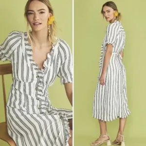 Anthropologie Pilcro Ruffle collar button down dress NWT thumbnail 2