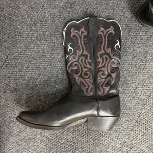 Justin womens Black Leather Western Cowboy Boots Embroidered L2910 Size 10 B thumbnail 4