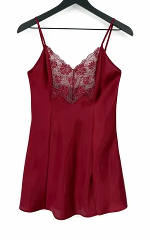 VICTORIA'S SECRET Satin Nighty Red Lace Trim S thumbnail 1
