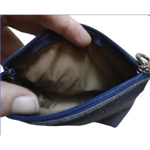 Portuguese(?) Cork Vegan Coin Ladies Zip Blue Purse Travel Bag 3"x4" Small thumbnail 3