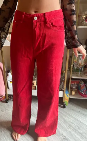 Princess Polly Red Jeans thumbnail 1