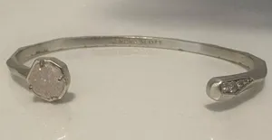 Kendra Scott Blake Bracelet Iridescent Drusy and Silver Pinch Cuff thumbnail 1