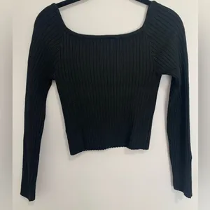Cropped fitted black sweater. Women’s size XS. NWOT thumbnail 2