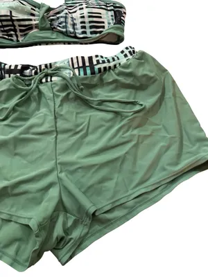 Amazon Brands Sage Green Plaid Cage Strap Bikini Swim Set Strappy Medium Women's thumbnail 7