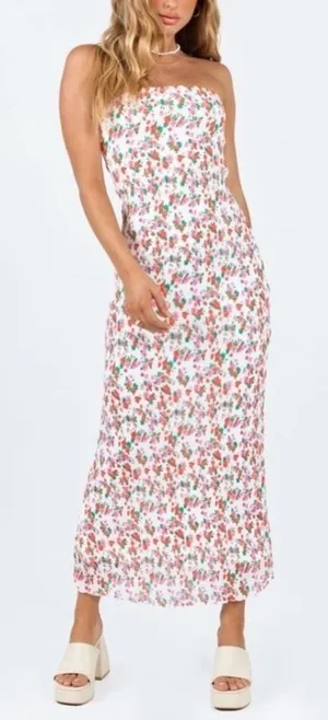 Princess Polly Tiarna Strapless Midi Dress Floral Size US 0 Wedding Guest‎ thumbnail 1