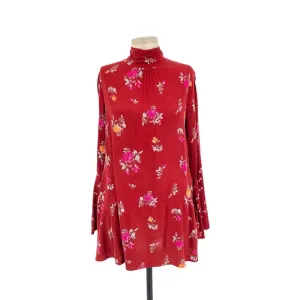 Free People Tate Tunic Dress in Vintage Combo Red Floral‎ Print Size Medium thumbnail 3