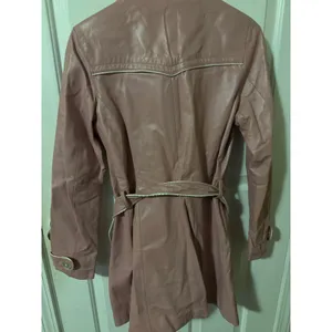 Wilsons Leather Maxima Womens Pink Leather Trench‎ Coat Belted Leopard Lining S thumbnail 4