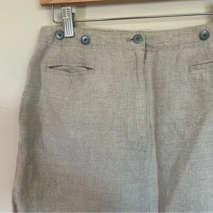 Ann Taylor Women's Small 100% linen natural beige skirt midi slit‎ thumbnail 5