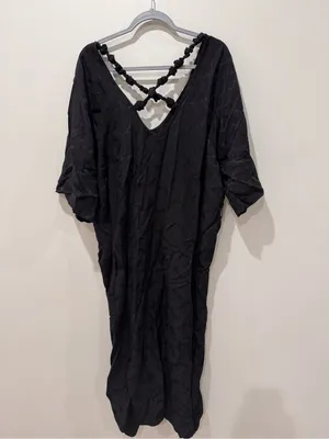 Ganni Size 38 Viscose Jacquard Midi Black Dress thumbnail 5