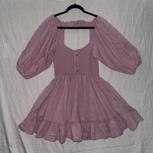 Free People Violet Smocked Square Neck Puff Sleeve Mini Dress‎ Size S thumbnail 1