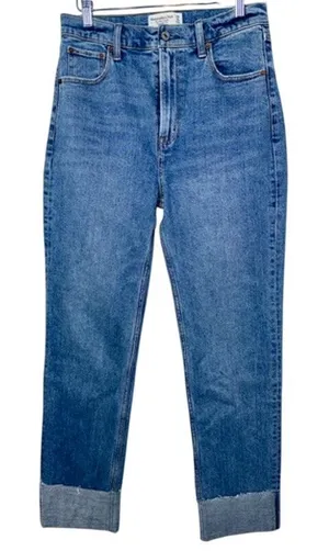 Abercrombie & Fitch Ankle Straight Ultra High Rise Blue Denim Jeans = Size 28 6 thumbnail 1