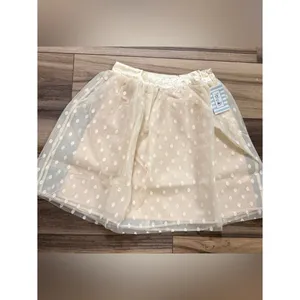 NWT Ivory Swiss Dot Mesh‎ Overlay Mini Skirt Women's Small Tulip B Coquette thumbnail 2