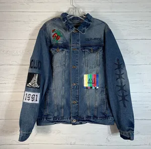Brooklyn Cloth Jacket Embroidered Patches Denim Blue size L Juniors thumbnail 1
