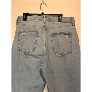 GAP Sky High Straight Light Wash Distressing Throughout Jeans Size 31 TALL thumbnail 4