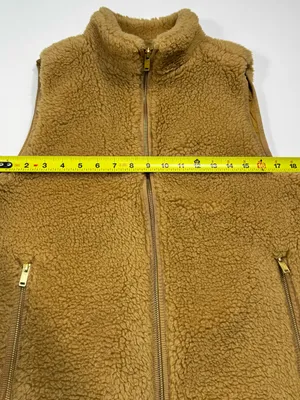 J. Crew Camel Teddy Fleece With Gold Zip Vest Size Medium thumbnail 4