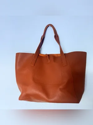 Tanger Brown Vegan Leather Shoulder Bag Tote thumbnail 3