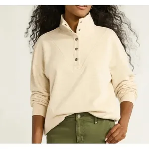 Time and Tru Womens Sweatshirt Size S Oatmeal Heather Mock Neck Henley Pullover thumbnail 7