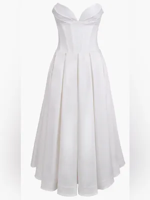NEW HOUSE OF CB Lady Strapless Corset White Midi Dress Sz S FULLER CUP thumbnail 4