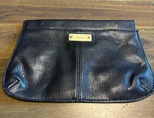 Chloé Parfums Black Textured Clutch Embossed GWP Mini Bag Pouch Evening Night thumbnail 1