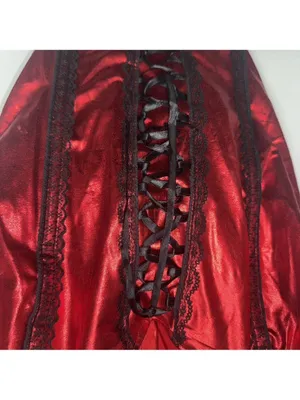Walmart Red Metallic Lace Corset Costume Top Medium thumbnail 2