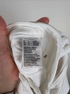 American Eagle Baggy Wide Leg Cargo Jeans White Women’s 6 X-Long Stretch New thumbnail 8