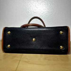 Vintage Dooney & Bourke Satchel All Weather Leather Pebble Brass Buckle Navy thumbnail 8