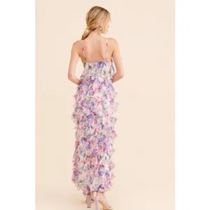 Anthropologie BHLDN Jia print bias cut ruffle Floral Maxi Dress thumbnail 2