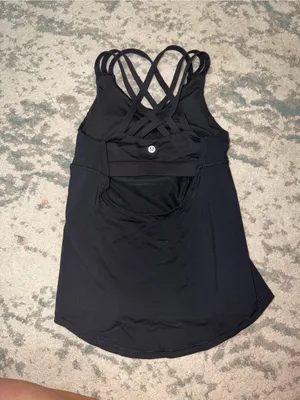 Lululemon Beat The Heat Tank Black Size 4 Strappy Back 2-in-1 Running thumbnail 5