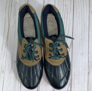 Vintage B.A. Sport weatherproof low top duck rain boots womens size 9 black/green/tan. Insoles of Dupont, Thermolite performance insulation thumbnail 7