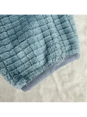 Orvis Pastel Blue Pullover Quarter Snap Mock Neck Pockets Teddy Faux Fur Medium thumbnail 5