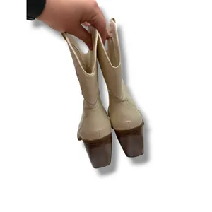 Mix No.‎ 6 Brycen Western Cowboy Boots Womens 9M Cream Faux Snakeskin Block Heel thumbnail 5