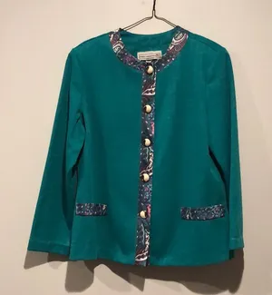 Pablo Collection Vintage Art Deco Teal Suit Jacket thumbnail 1
