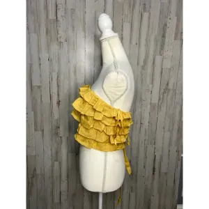 Hello Molly Yellow Ruffled‎ Tulle Corset Top Blouse Size Medium Party Wear thumbnail 5