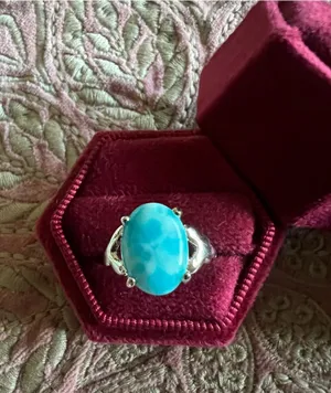Sterling Silver Blue Oval Gemstone Ring size 8 thumbnail 1