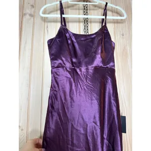 NWT Lulus Make You Shine Dark Purple Satin Mermaid Maxi Dress Holiday Gala Sz XS thumbnail 4