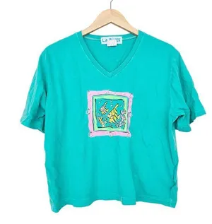 Vintage LA Blues Teal Graphic T Shirt Sz L thumbnail 1