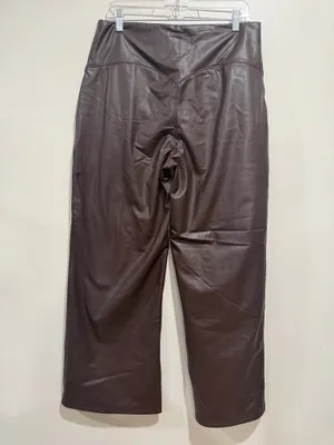Halara XL Petite Brown Faux Leather High Rise Wide Leg Pants Size XL Petite thumbnail 5