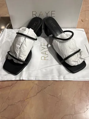 RAYE Etienne Low Heel in Black Leather 10 with Box Womens sandals thumbnail 5