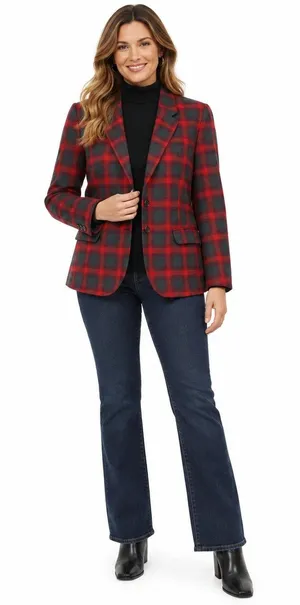 Pendleton Wool Blazer Womens 16 Red Plaid Jacket Office Career Old Money Preppy thumbnail 1