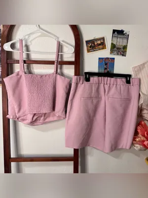 Abercrombie Pink Set Ruffled Tank Top and Trousers Dress Shorts thumbnail 4
