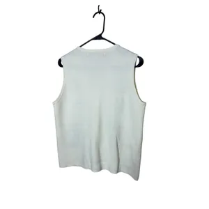 Crystal Kobe Womens Ivory Christmas Sweater Vest‎ Embroidered Holiday Trees M thumbnail 4