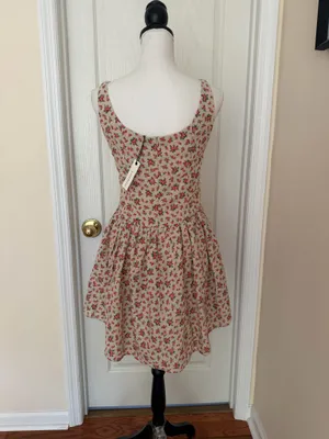 NWT Olivaceous Women’s Floral Print A-Line Dress Linen, Sz L thumbnail 7