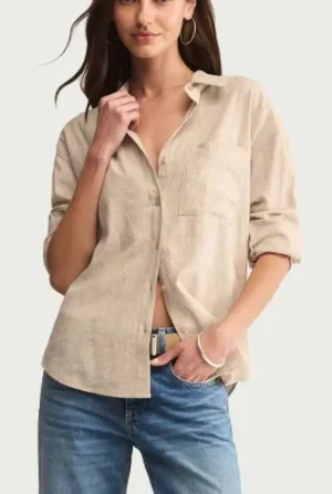 Z Supply Women's Button-Down Shirt flax linen oversized shirt medium thumbnail 1
